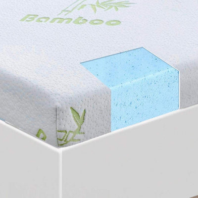 DreamZ 8cm Thickness Cool Gel Memory Foam Mattress Topper Bamboo Fabric Double