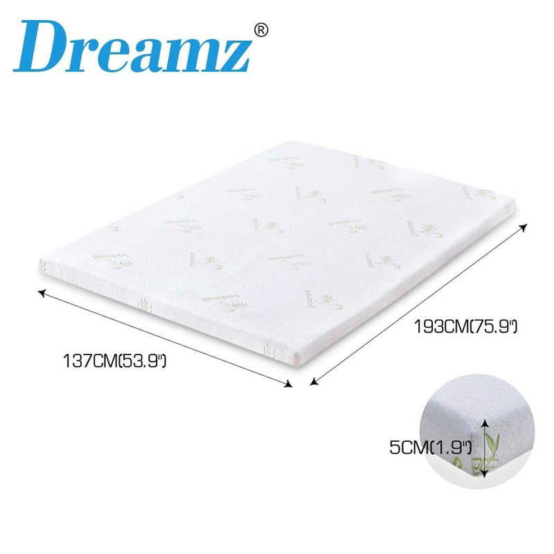 DreamZ 8cm Thickness Cool Gel Memory Foam Mattress Topper Bamboo Fabric Single Payday Deals