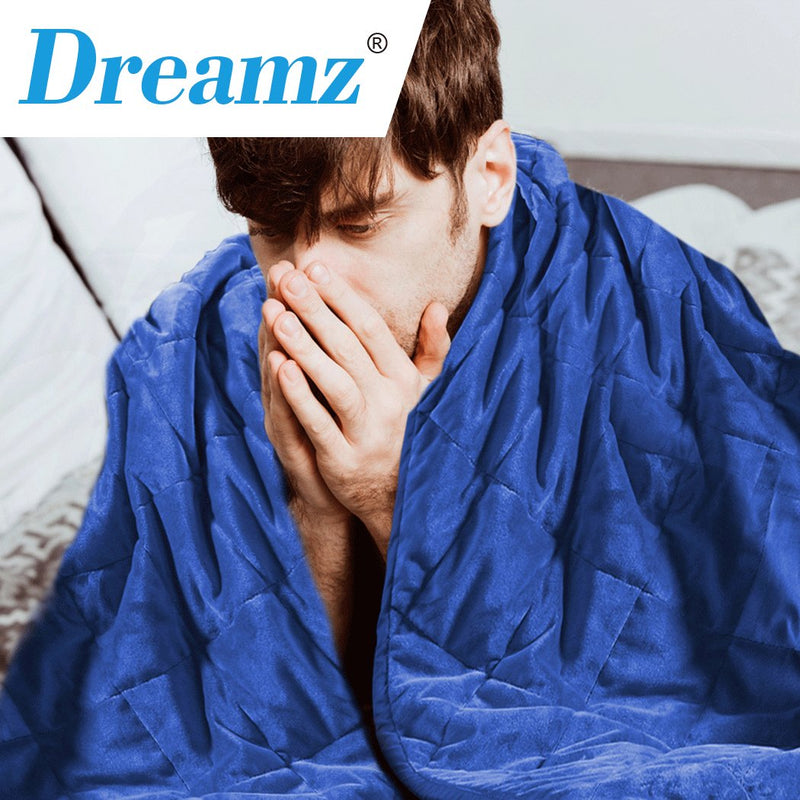 DreamZ 9KG Anti Anxiety Weighted Blanket Gravity Blankets Royal Blue Colour Payday Deals