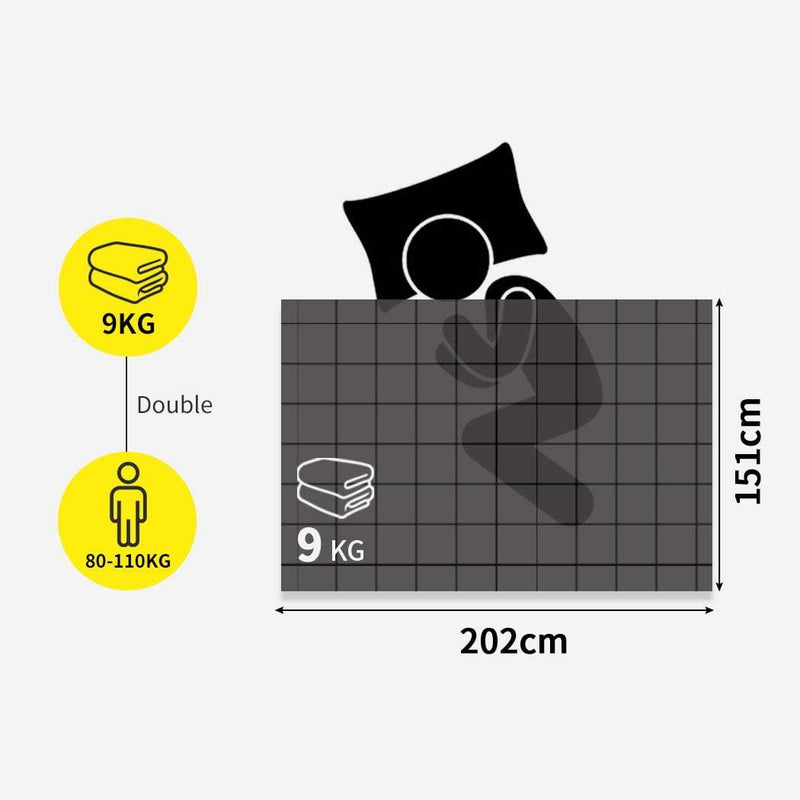 DreamZ 9KG Weighted Blanket Promote Deep Sleep Anti Anxiety Double Dark Grey Payday Deals