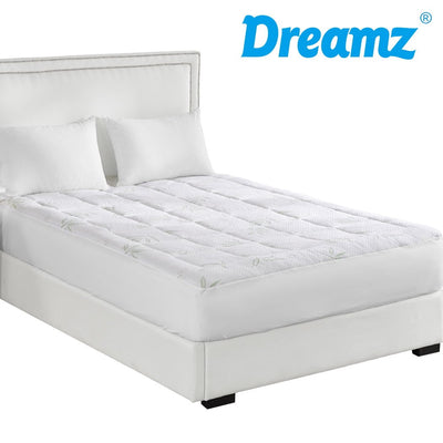 Dreamz Bamboo Pillowtop Mattress Topper Protector Waterproof Cool Cover Single Payday Deals