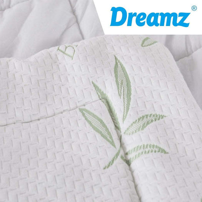 Dreamz Bamboo Pillowtop Mattress Topper Protector Waterproof Cool Cover Single Payday Deals