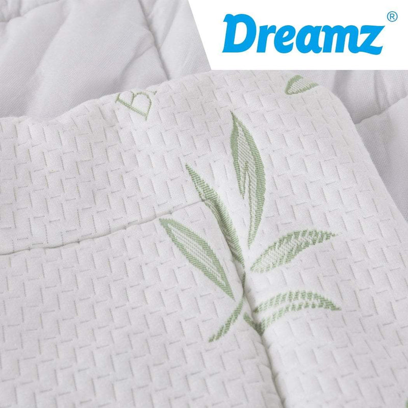 Dreamz Bamboo Pillowtop Mattress Topper Protector Waterproof Cool Cover Single Payday Deals