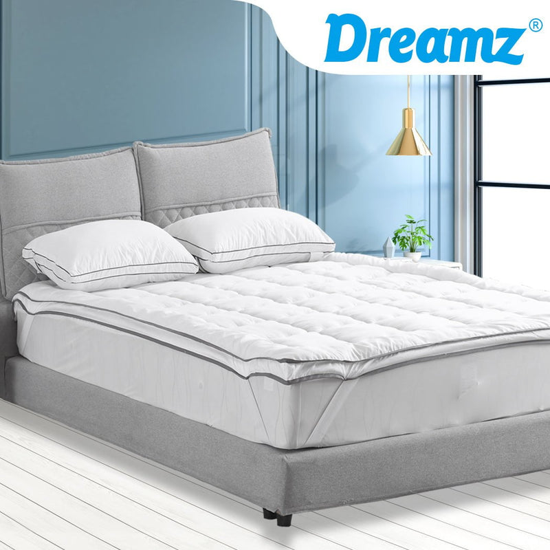 DreamZ Bedding Luxury Pillowtop Mattress Topper Mat Pad Protector Cover Single Payday Deals