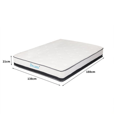 Dreamz Bedding Mattress Spring Double Size Premium Bed Top Foam Medium Soft 21CM Payday Deals