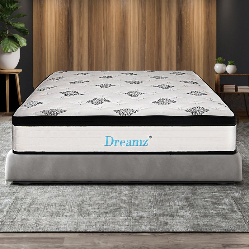 Dreamz Bedding Mattress Spring King Single Premium Bed Top Foam Medium Soft 30CM Payday Deals