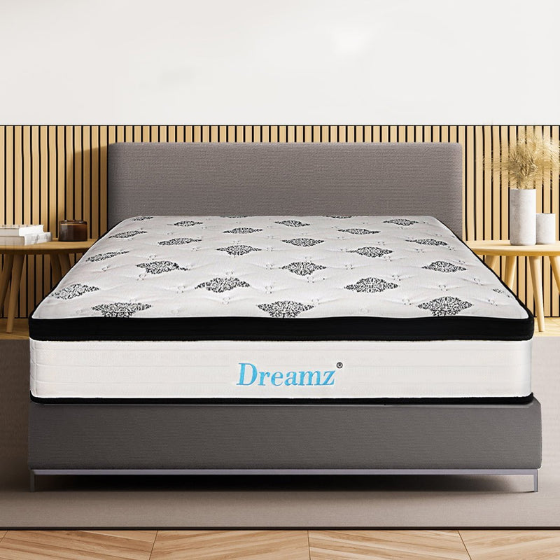 Dreamz Bedding Mattress Spring King Single Premium Bed Top Foam Medium Soft 30CM Payday Deals