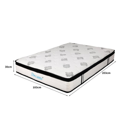 Dreamz Bedding Mattress Spring King Size Premium Bed Top Foam Medium Soft 30CM Payday Deals