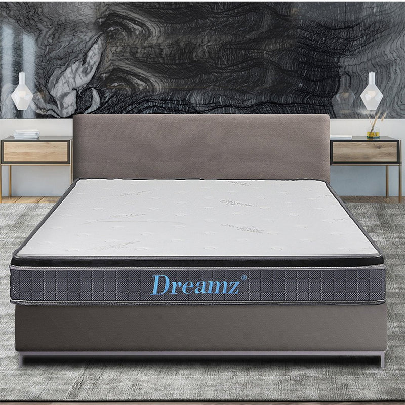 Dreamz Bedding Mattress Spring Queen Size Premium Bed Top Foam Medium Firm 18CM Payday Deals
