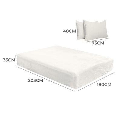 DreamZ Fitted Bed Sheet Set Pillowcase Flannel King Size Winter Warm Soft Payday Deals