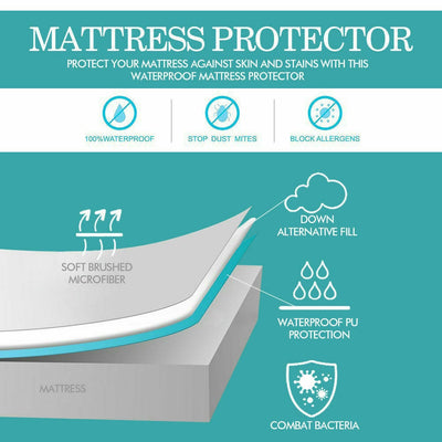 DreamZ Fitted Waterproof Bed Mattress Protectors Covers Double Payday Deals