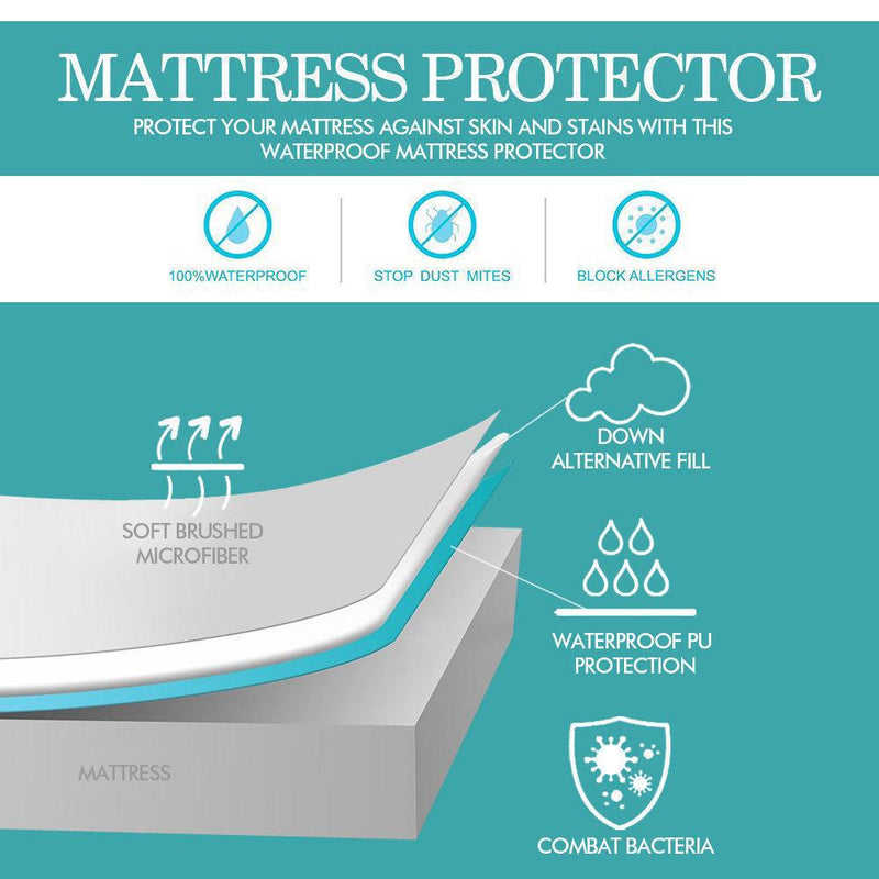 DreamZ Fitted Waterproof Bed Mattress Protectors Covers King Single Payday Deals