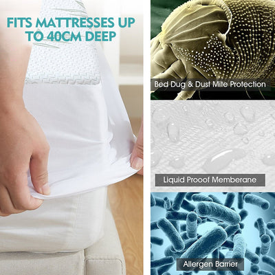 DreamZ Fitted Waterproof Mattress Protector with Bamboo Fibre Cover Double Size Payday Deals