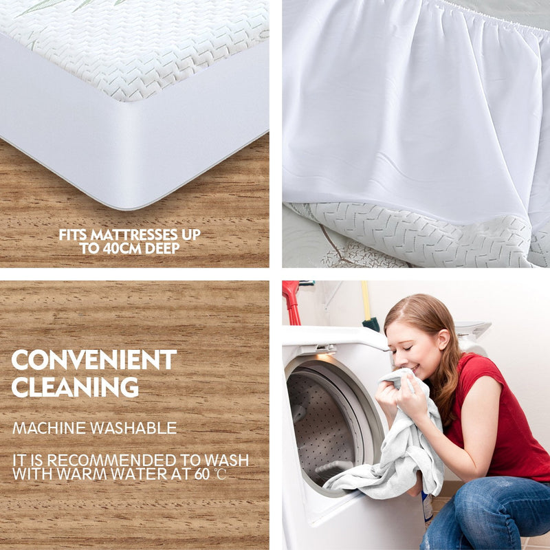 DreamZ Fitted Waterproof Mattress Protector with Bamboo Fibre Cover Double Size Payday Deals