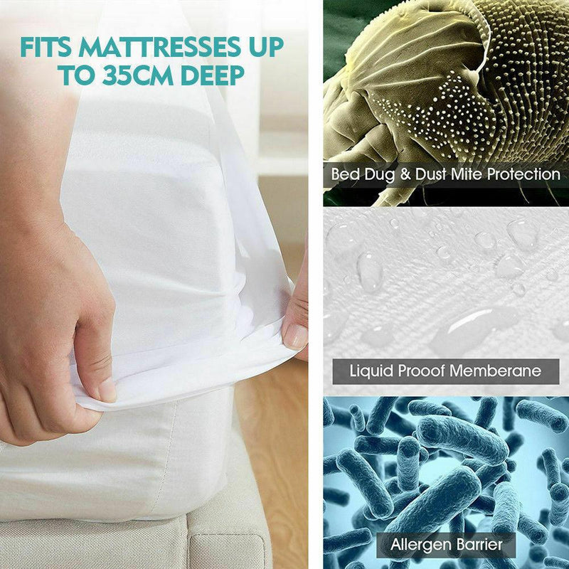 DreamZ Fitted Waterproof Mattress Protector with Bamboo Fibre Cover Double Size Payday Deals
