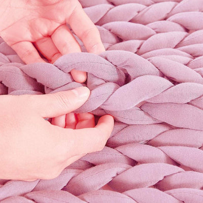 DreamZ Knitted Weighted Blanket Chunky Bulky Knit Throw Blanket 6.5KG Pink Payday Deals