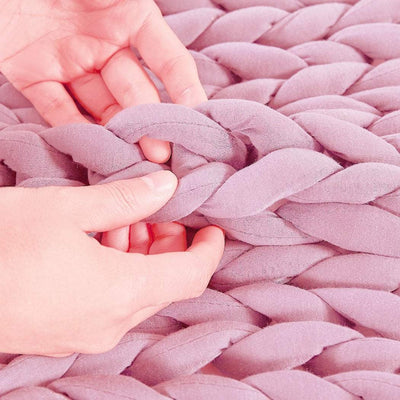 DreamZ Knitted Weighted Blanket Chunky Bulky Knit Throw Blanket 9KG Pink Payday Deals