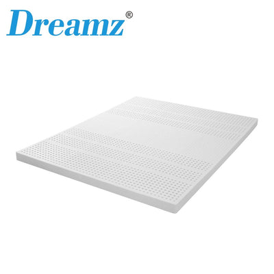 Dreamz Latex Mattress Topper Queen Natural 7 Zone Bedding Removable Cover 5cm Payday Deals