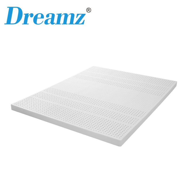 Dreamz Latex Mattress Topper Queen Natural 7 Zone Bedding Removable Cover 5cm Payday Deals