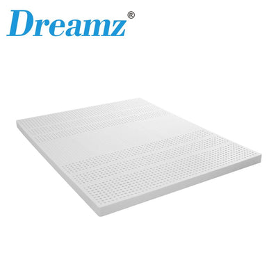 Dreamz Latex Mattress Topper Queen Natural 7 Zone Bedding Removable Cover 5cm Payday Deals