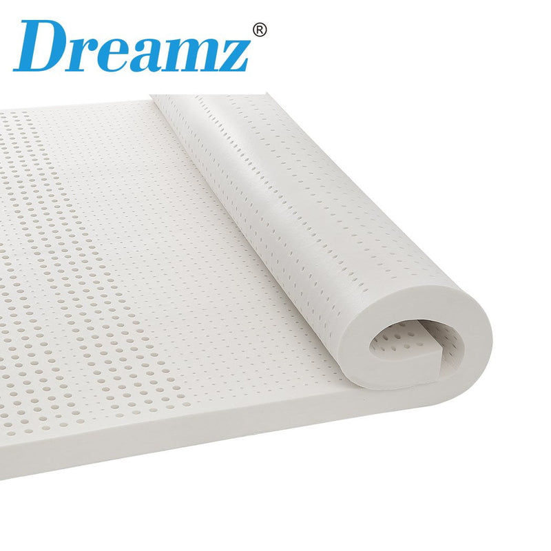 Dreamz Latex Mattress Topper Queen Natural 7 Zone Bedding Removable Cover 5cm Payday Deals