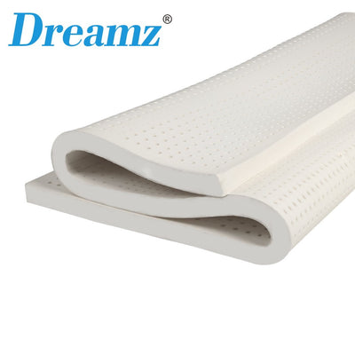 Dreamz Latex Mattress Topper Queen Natural 7 Zone Bedding Removable Cover 5cm Payday Deals