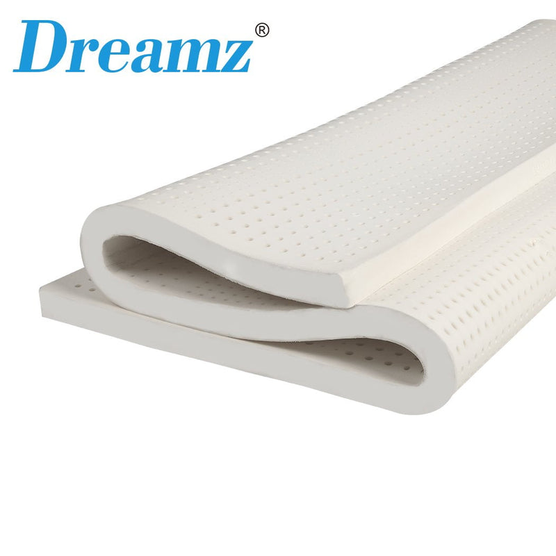 Dreamz Latex Mattress Topper Queen Natural 7 Zone Bedding Removable Cover 5cm Payday Deals