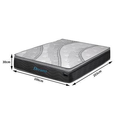 Dreamz Mattress Pocket Spring Cool Gel Memory Foam  Euro Top Medium Soft 30CM Payday Deals