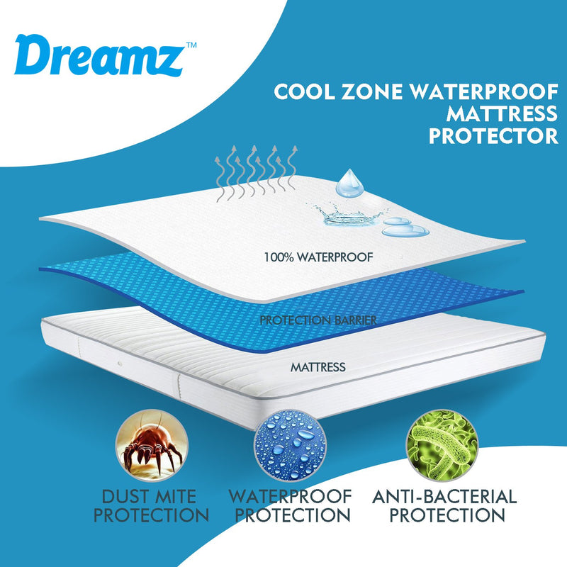 DreamZ Mattress Protector Topper Polyester Cool Fitted Cover Waterproof King Payday Deals