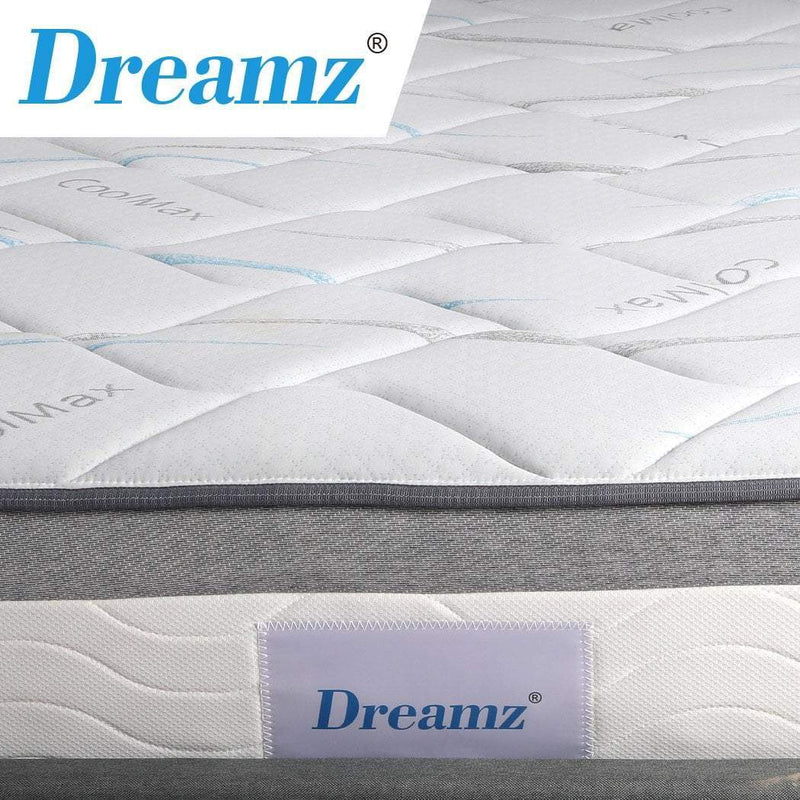 Dreamz Mattress Queen Size Bed Top Pocket Spring Medium Firm Premium Foam 25CM Payday Deals