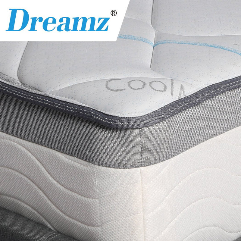 Dreamz Mattress Single Size Bed Top Pocket Spring Medium Firm Premium Foam 25CM Payday Deals