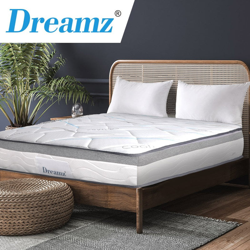 Dreamz Mattress Single Size Bed Top Pocket Spring Medium Firm Premium Foam 25CM Payday Deals