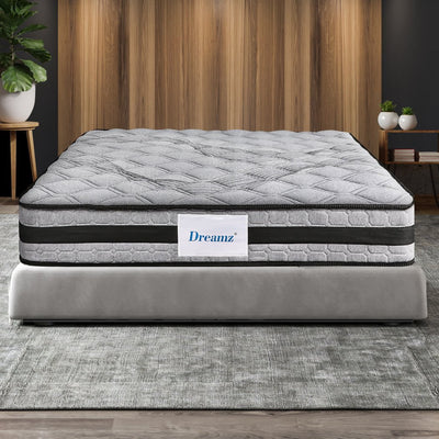 Dreamz Mattress Spring Foam Medium Firm All Size 22CM King Single Dark Grey Payday Deals