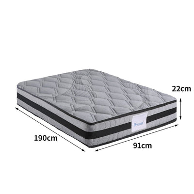 Dreamz Mattress Spring Foam Medium Firm All Size 22CM Single Dark Grey Payday Deals