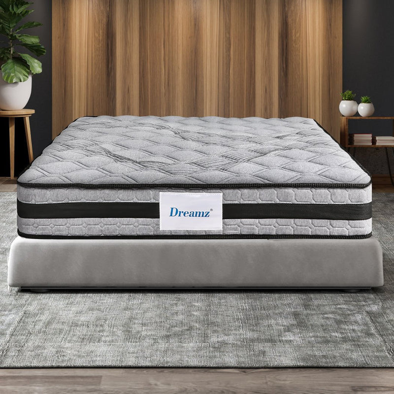 Dreamz Mattress Spring Foam Medium Firm All Size 22CM Single Dark Grey Payday Deals