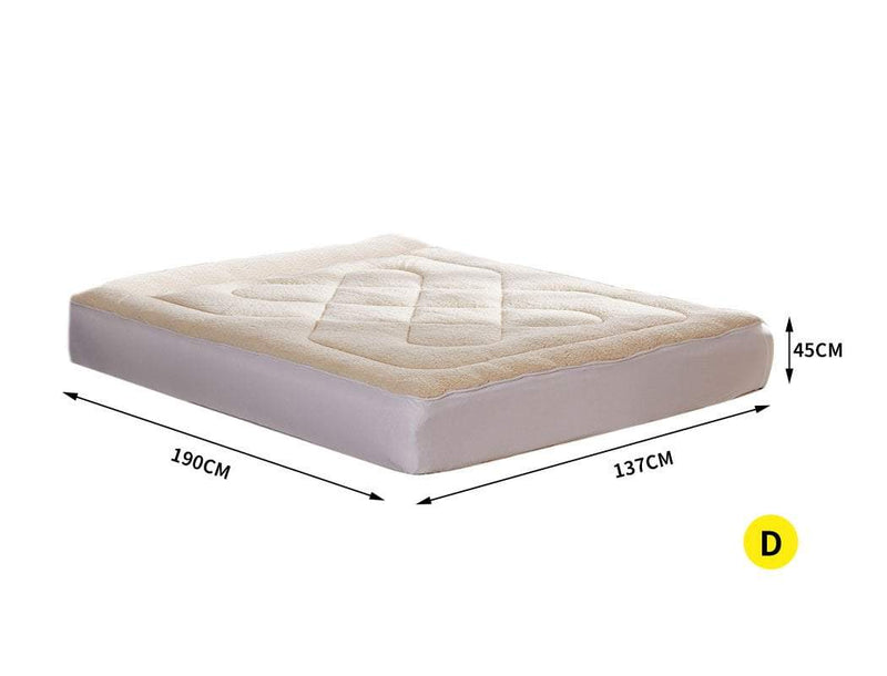 Dreamz Mattress Topper 100% Wool Underlay Reversible Mat Pad Protector Double Payday Deals