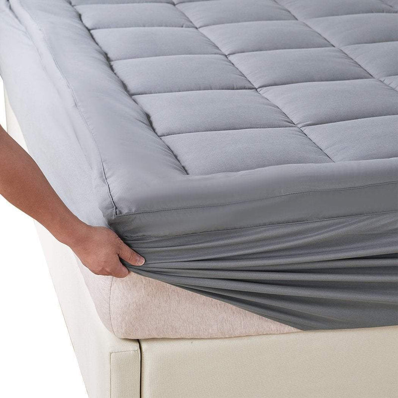 Dreamz Mattress Topper Bamboo Fibre Luxury Pillowtop Mat Protector Cover Queen Payday Deals