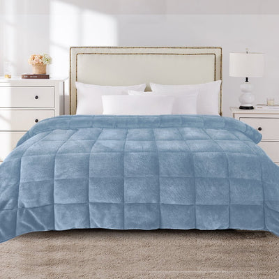 DreamZ Quilt Doona Comforter Blanket Velvet Winter Warm Queen Bedding Blue Payday Deals