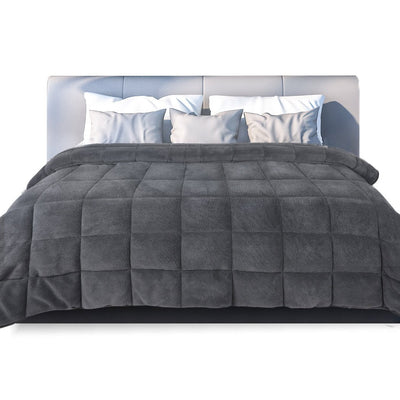 DreamZ Quilt Doona Comforter Blanket Velvet Winter Warm Queen Bedding Grey Payday Deals