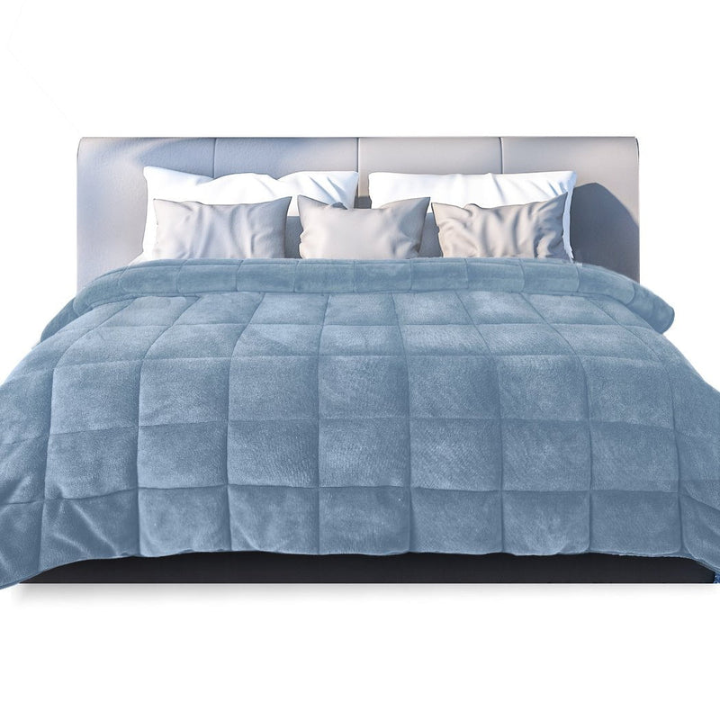 DreamZ Quilt Doona Comforter Blanket Velvet Winter Warm Super King Bedding Blue Payday Deals