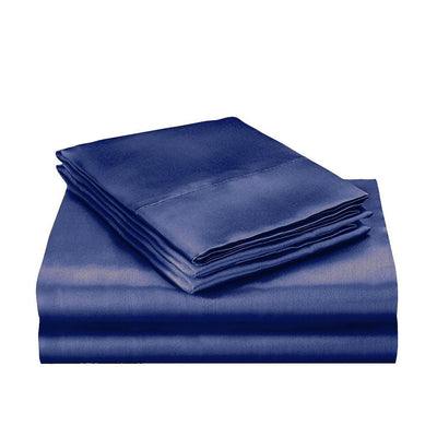 DreamZ Silky Satin Quilt Cover Set Bedspread Pillowcases Summer Queen Blue Payday Deals