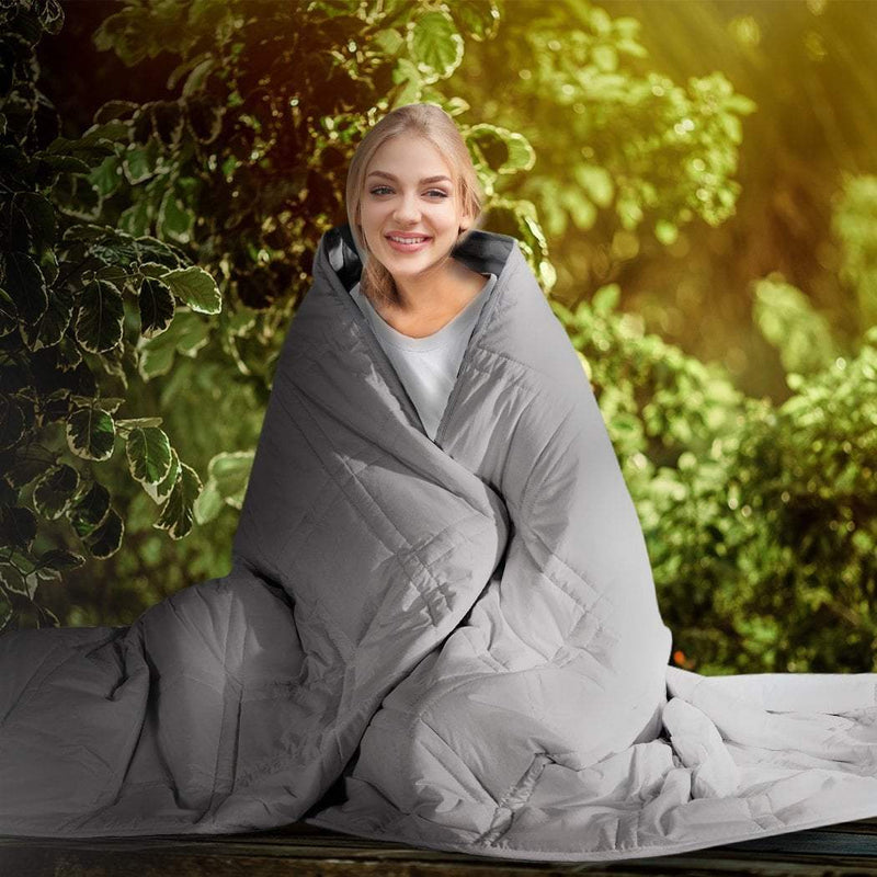Dreamz Weighted Blanket Cotton Heavy Gravity Adults Deep Relax Relief 5KG Grey Payday Deals