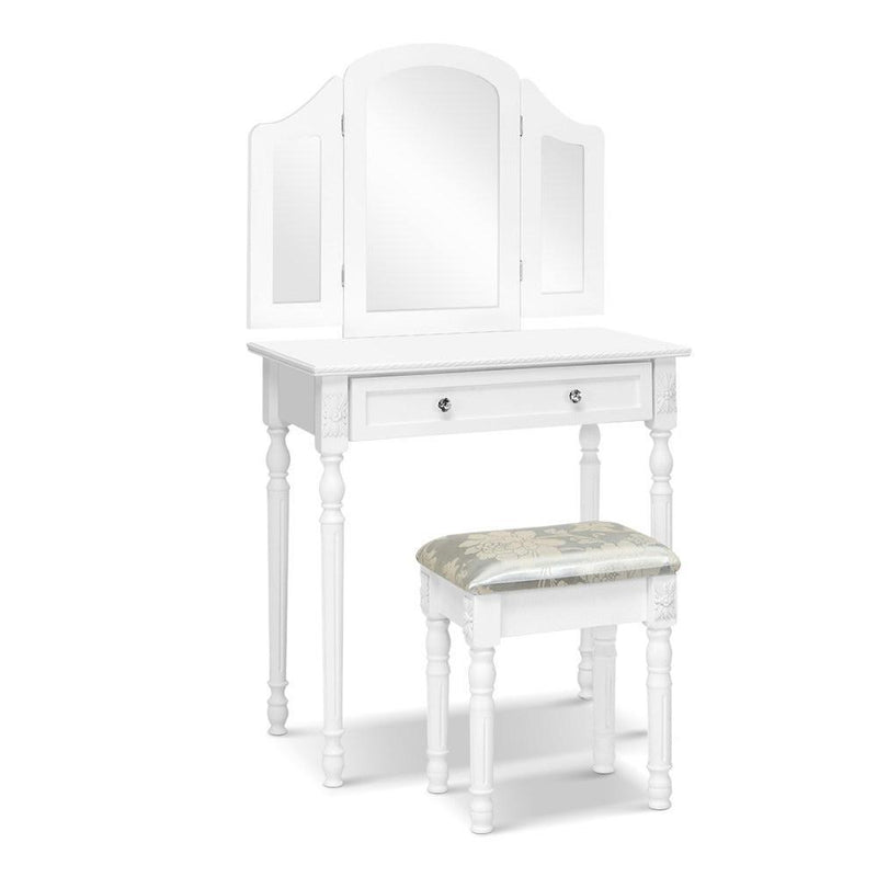 Artiss Dressing Table Stool Mirror White Mirrors Tables Jewellery Cabinet Box Payday Deals