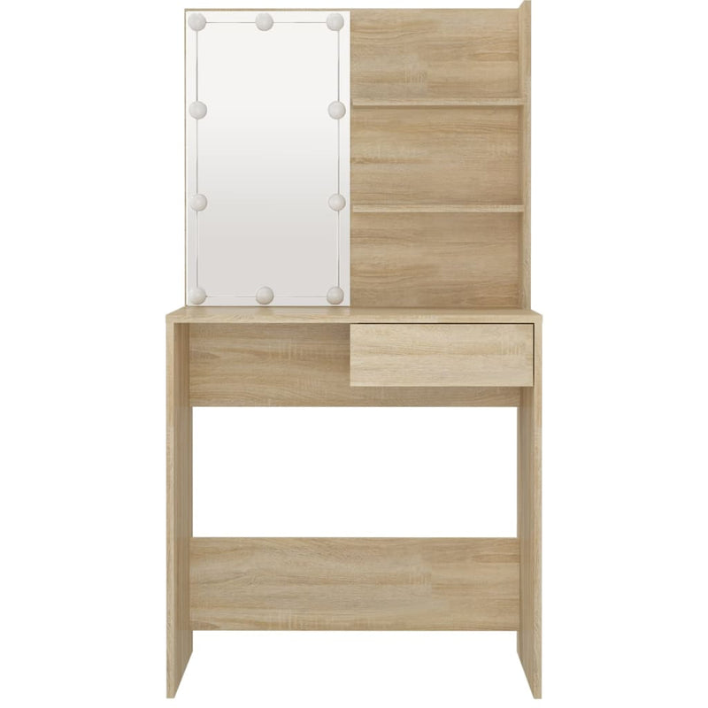 Dressing Table with LED Sonoma Oak 74.5x40x141 cm Payday Deals