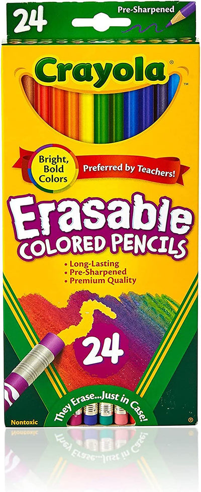 YPLUS Erasable Colored Pencils with Erasers 24pcs