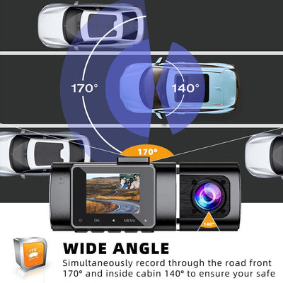 Dual Dash Cam FHD 1080P Front Cabin Rear Car Dash Camera IR Night Vision DVR Payday Deals