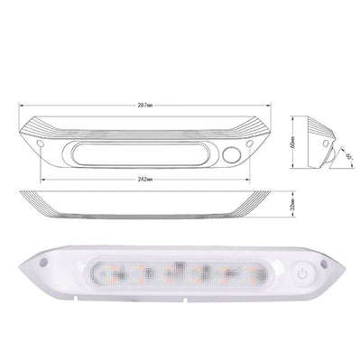 Dual LED Awning Light Amber White 12V 24V Waterproof 287mm Caravan RV Exterior Payday Deals