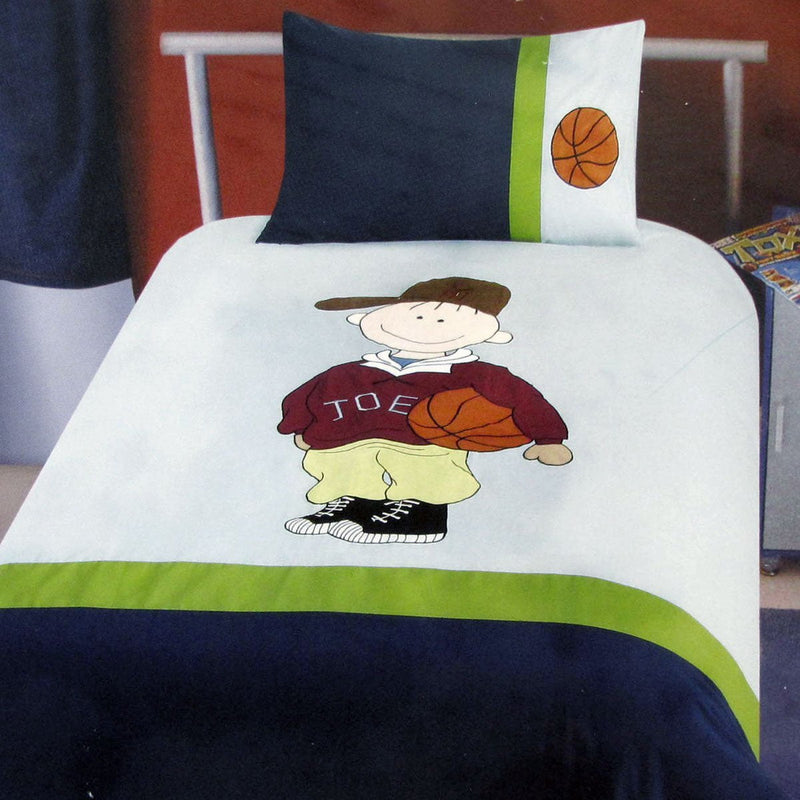 Dude Basketball Embroidered Quilt Cover Set Single Payday Deals