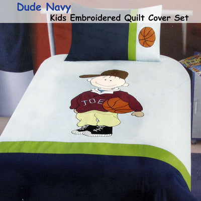 Dude Basketball Embroidered Quilt Cover Set Single Payday Deals