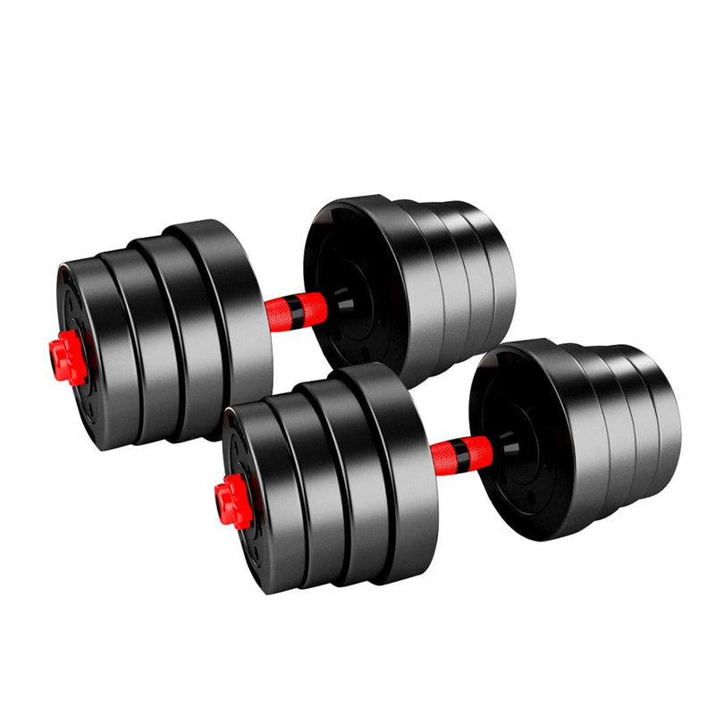 Dumbbells Barbell Weight Set 30KG Adjustable Rubber Home GYM Exercise Fitness Payday Deals